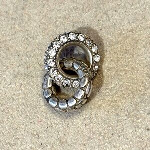 Brighton Pebble Pave Pendant Two interlocking circles: silver & crystal Retired